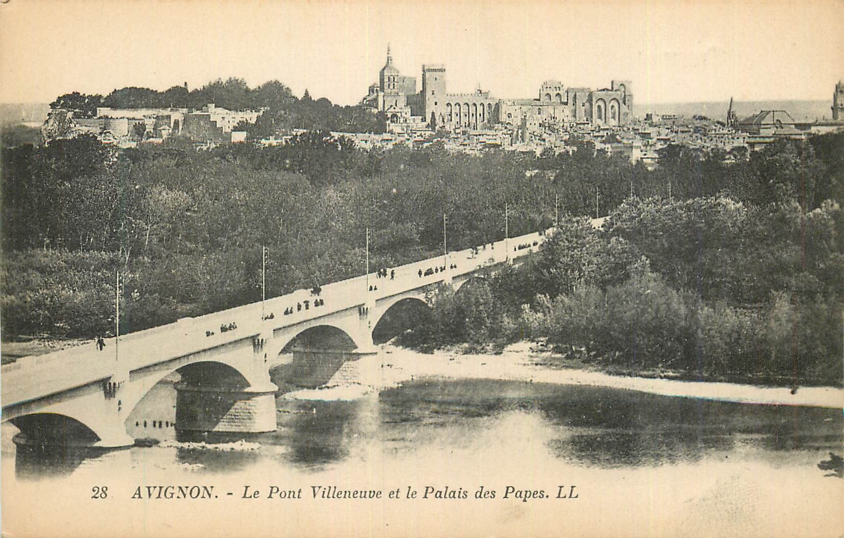CPA Avignon Le Pont Villeneuve et Palais des Papes