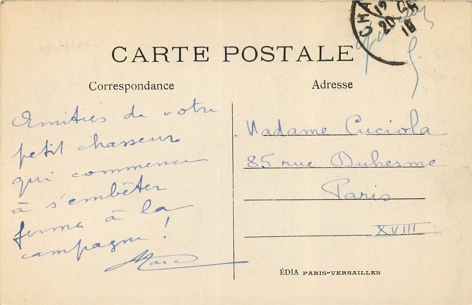 CPA Environs de Chantilly Etang de la Reine Blanche — Rückseite