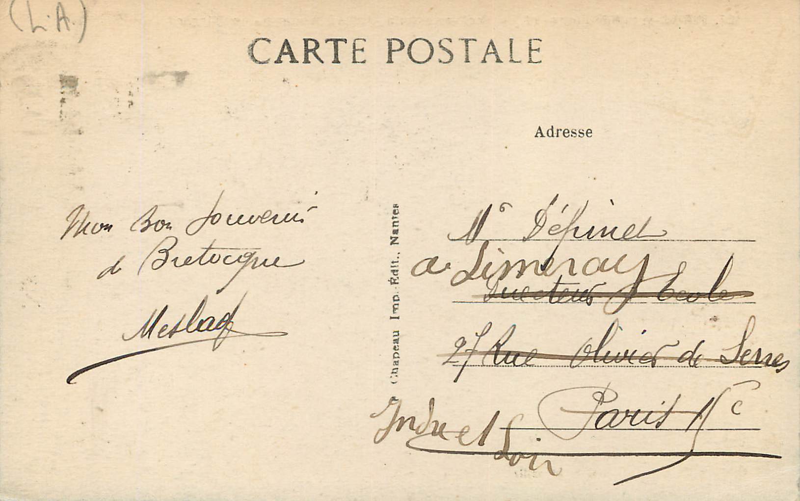 CPA Piriac sur Mer (Loire Inf) Rochers Pres de la Grotte a Madame Le Gincard — Rückseite