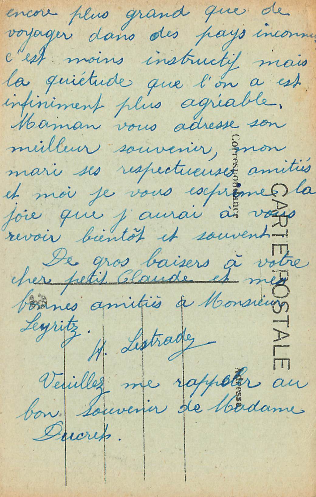 Gluges — Bords de la Dordogne et Falaise de Mirandol — Éditeur Brive — Verso