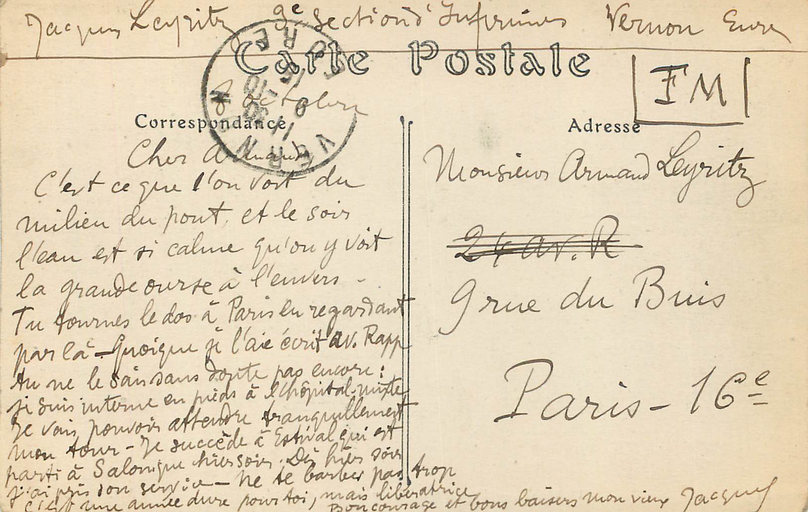 CPA Vernon Vue Sur la Saine Prise du Pont — Rückseite
