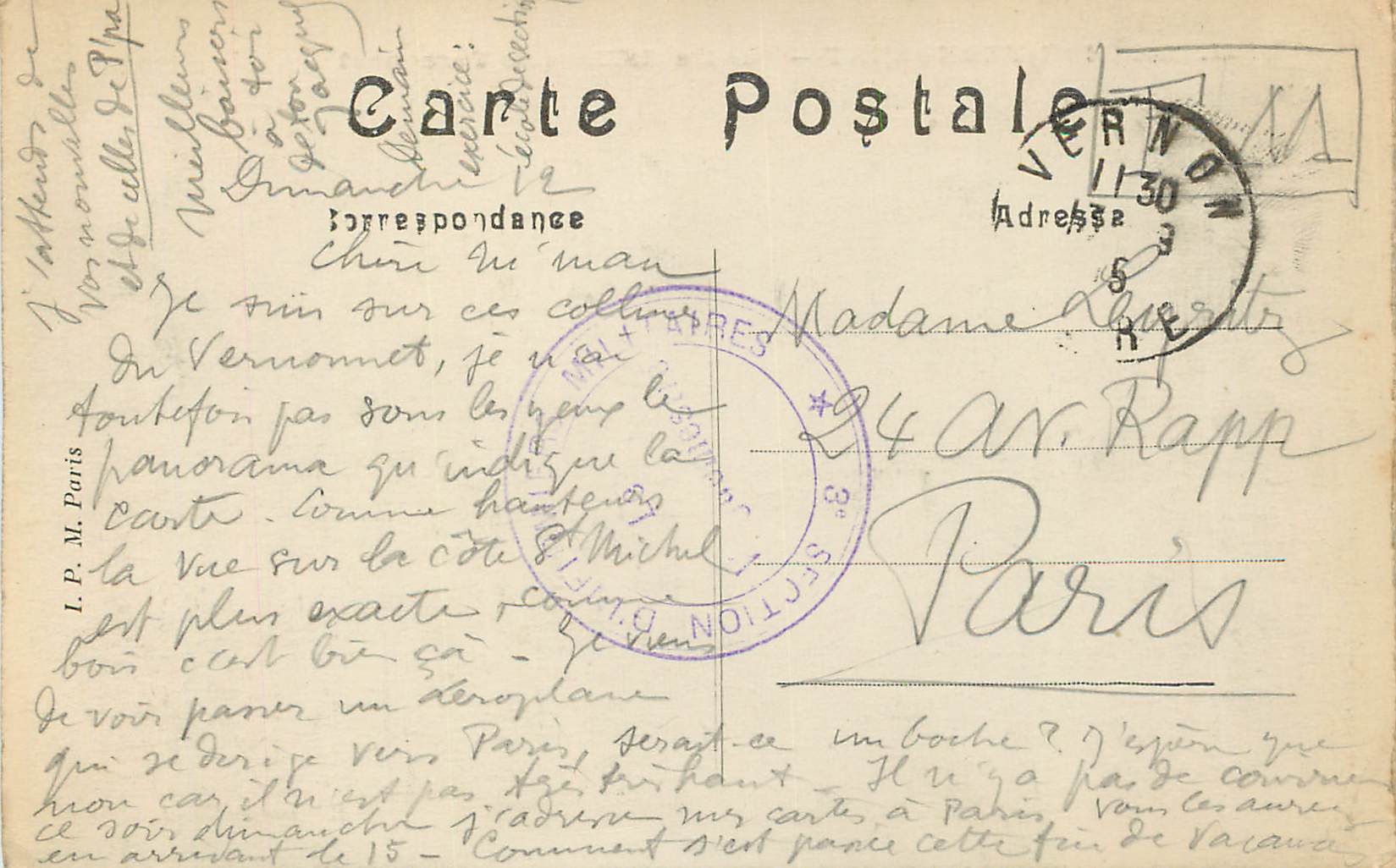 CPA Vernon Vernonnet Sur les Collines de Vernonnet — Rückseite
