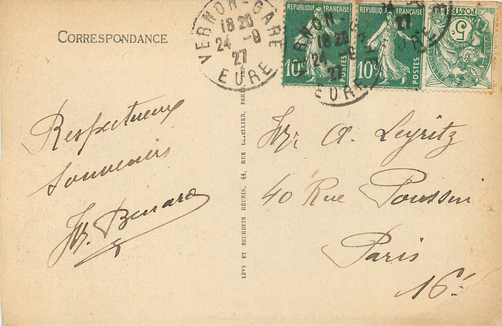 CPA Vernon Vernonnet La Cote Saint Michel — Rückseite