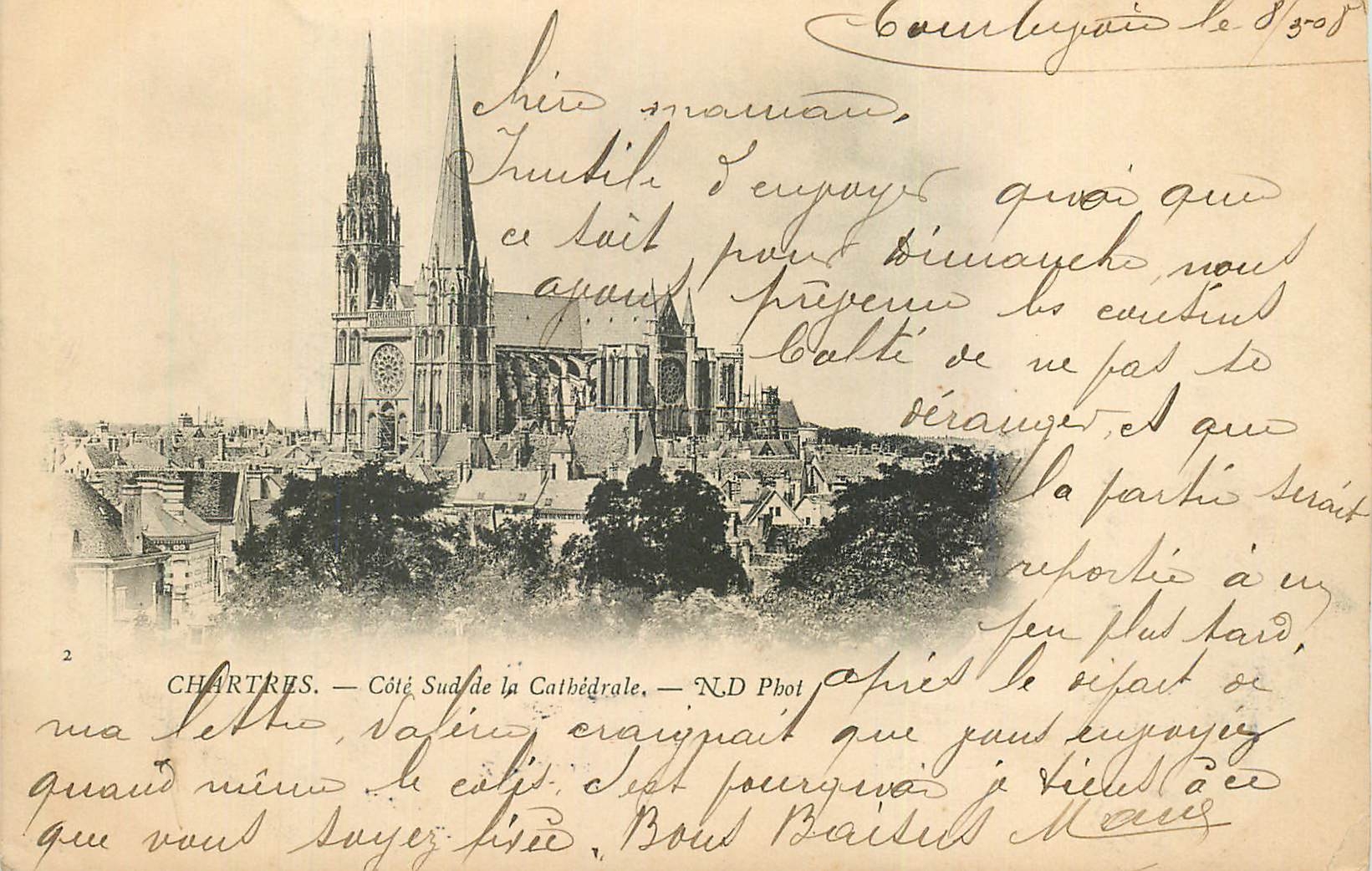 CPA Chartres Cote Sud de la Cathedrale (carte 1900)