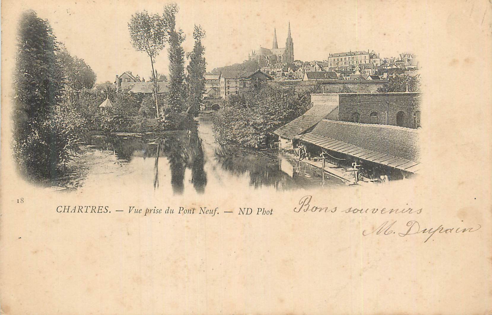 CPA Chartres Vue Prise du Pont Neuf Lavoir (carte 1900)