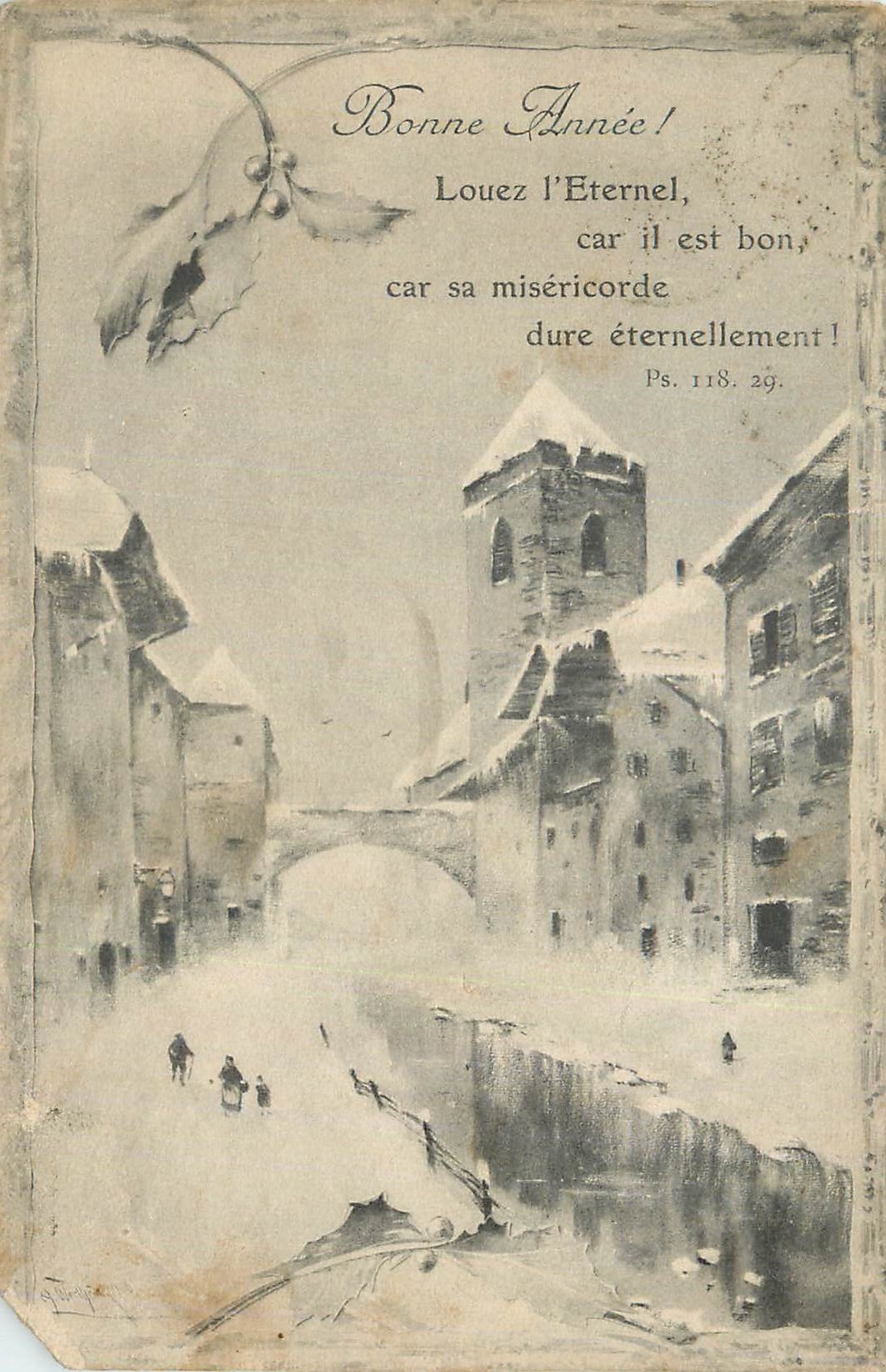 CPA Bonne Annee Louez L'Eternel car Il est Bon Sa Misericorde Dure Eternellement