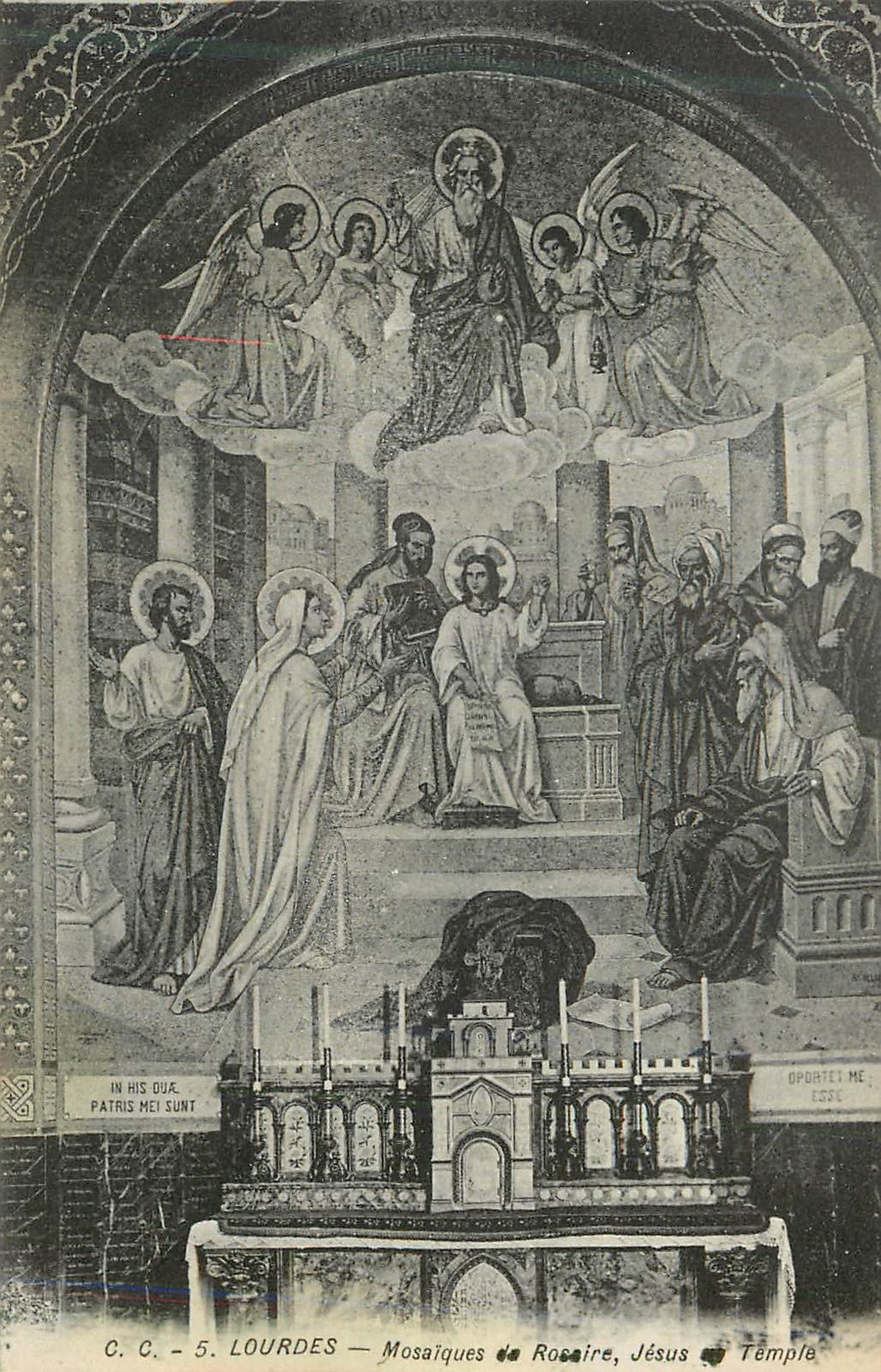 Lourdes — Mosaiken des Rosenkranzes, Jesus im Tempel — C.C. Nr. 5