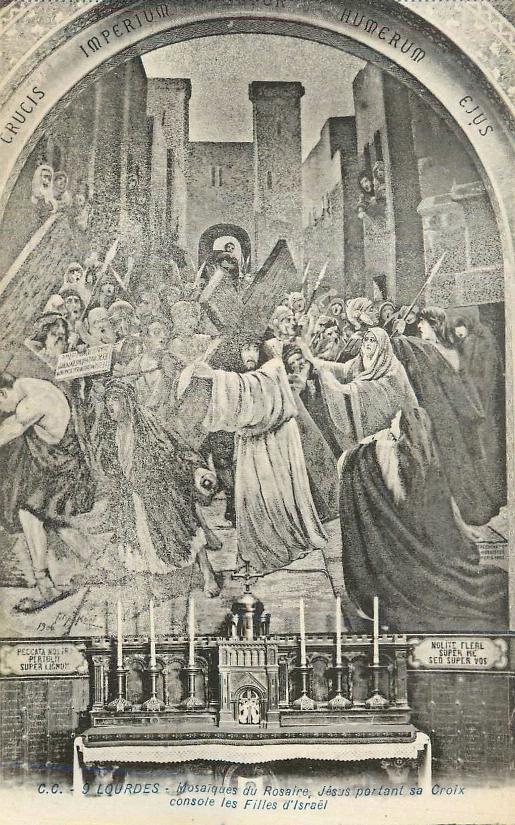 CPA Lourdes Mosaiques du Rosaire Jesus portant sa Croix Console les Filles d'Israel