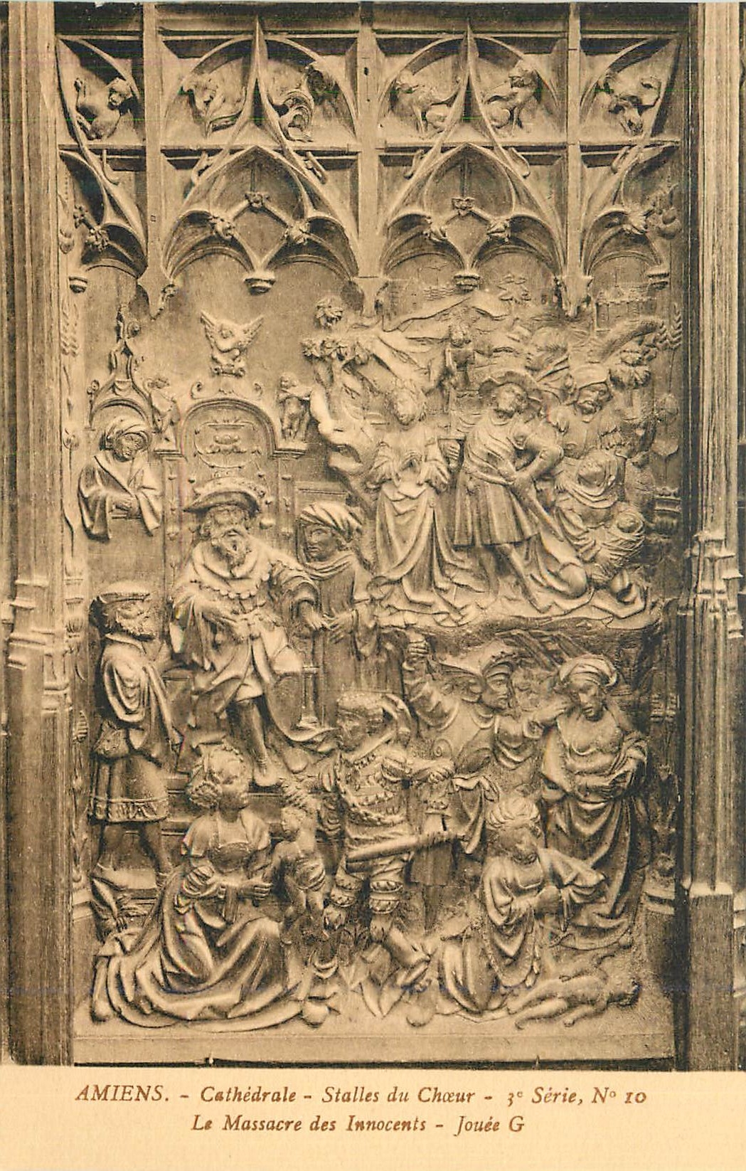 CPA Amiens Cathedrale Stalles du Choeur la Massacre des Innoncents