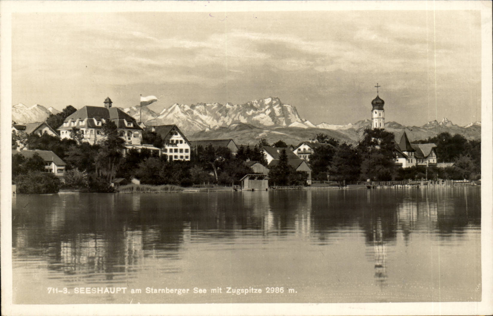 Mecklenburg- seshaupt m Steinberger See mit Zugspitze-CPA