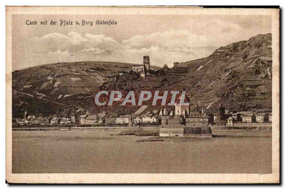 Caub mit der Pfalz und Burg Gutenfels-CPA
