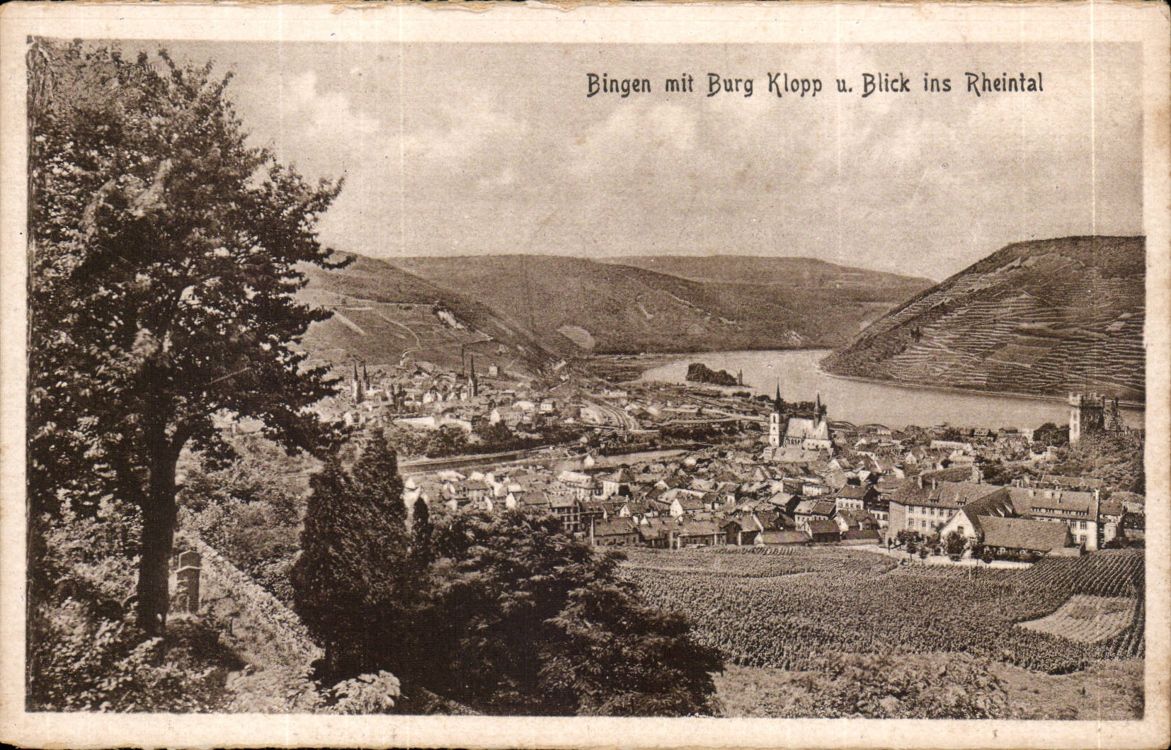 Bingen- Burg Klopp u Blick ins Rheintal-CPA