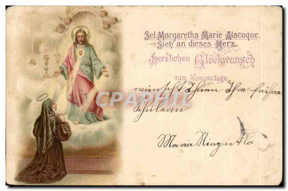Herlizlichen Gluckwunsch zum Namentage- Sel Margaretha Marie Macoque- Sieh an diese Herz-CPA