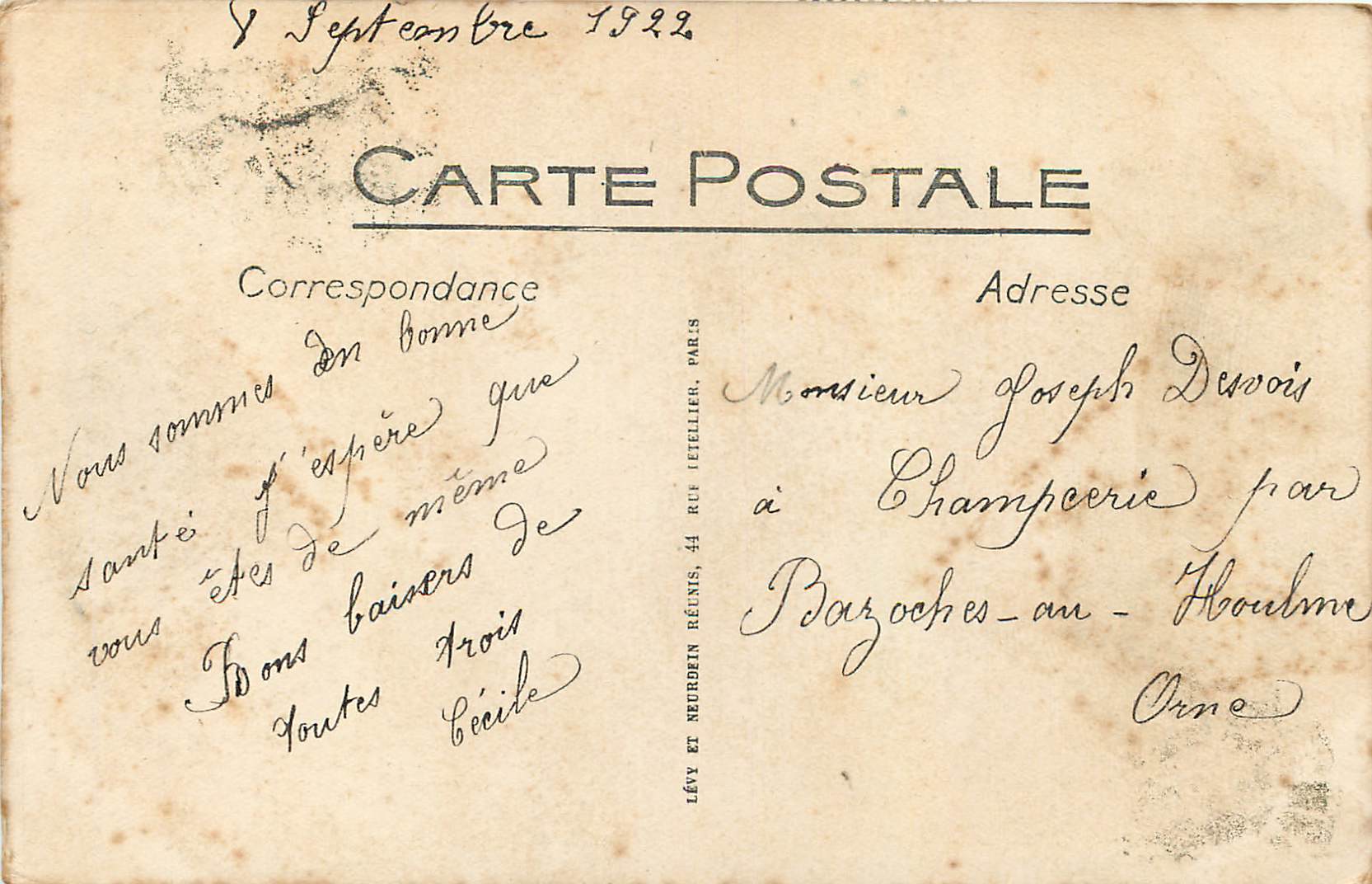 CPA Lourdes la Vierge Couronnee et le Chateau Fort — Rückseite