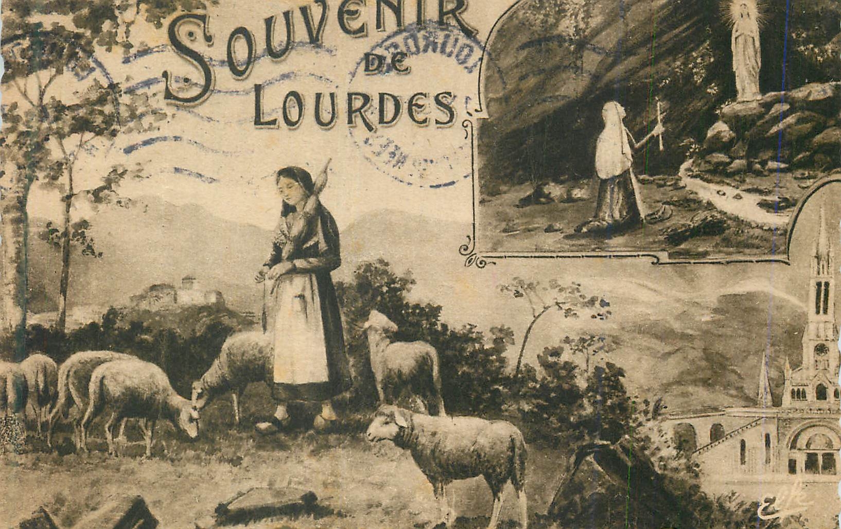 CPA Lourdes Sainte Bernadette Gardant les Moutons a Bartres