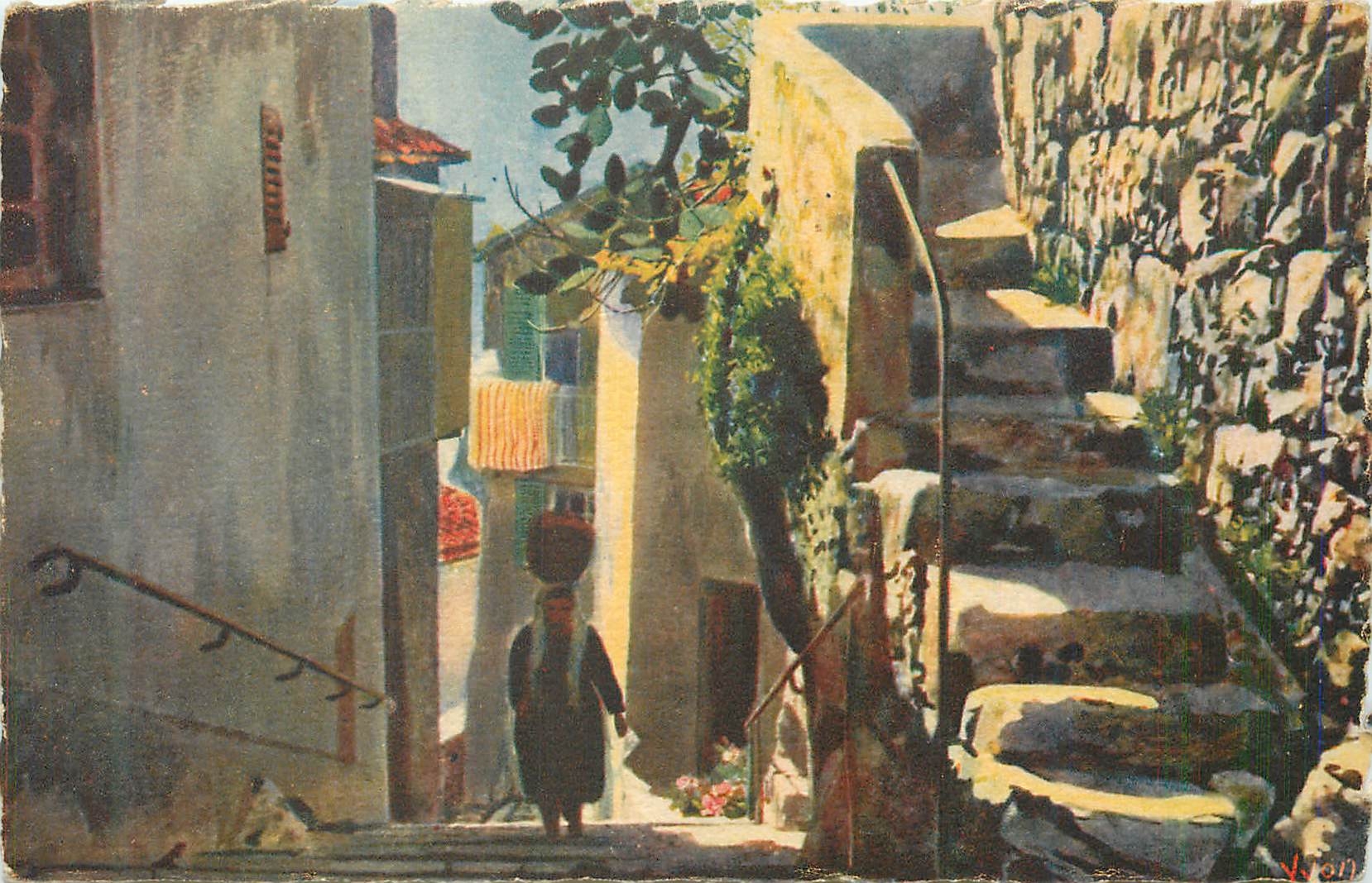 CPA Eze (Alpes Maritimes) une Vieille Rue du Village la Douce France Cote d'Azur
