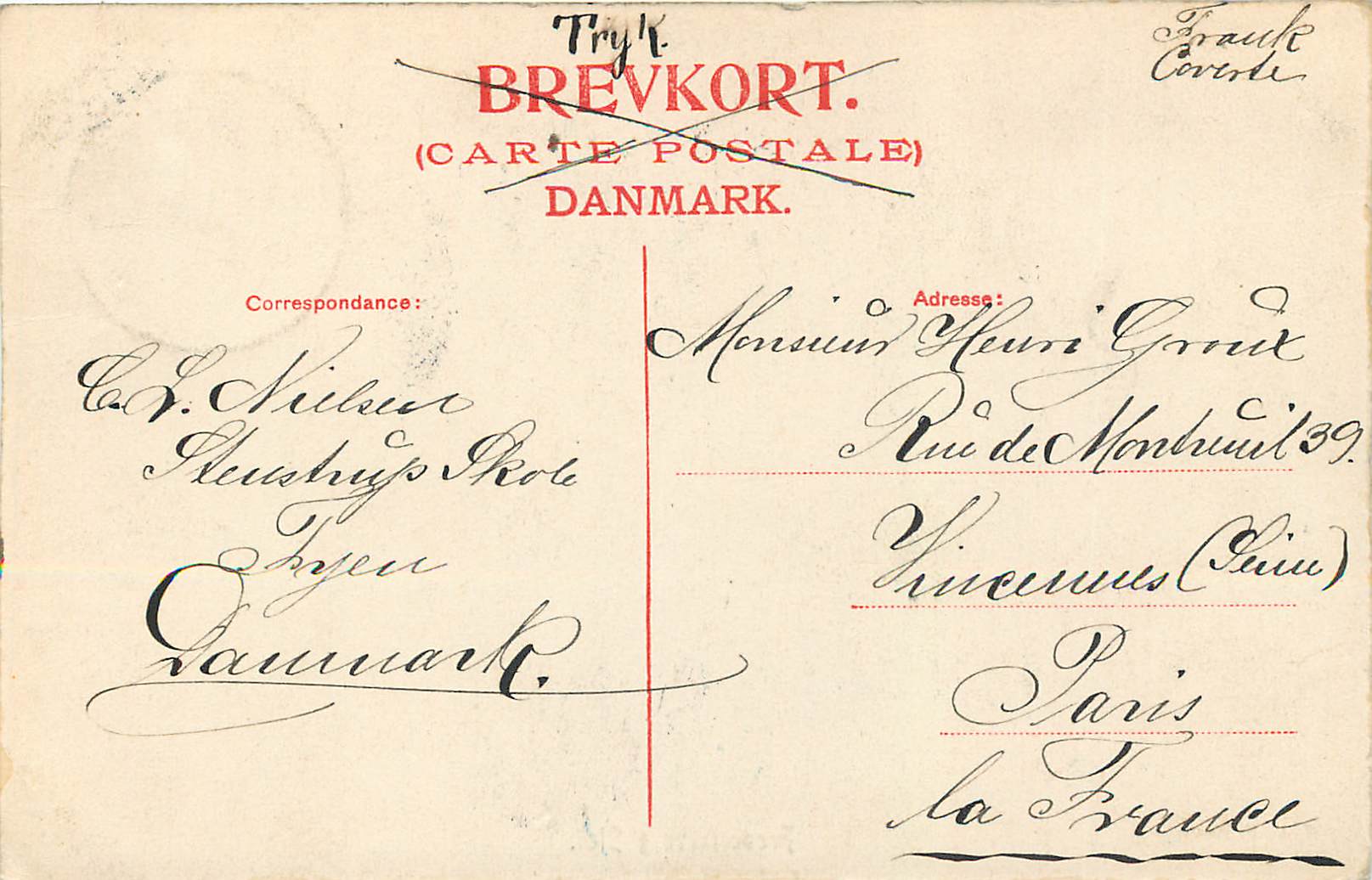 CPA Frederiksborg — Rückseite