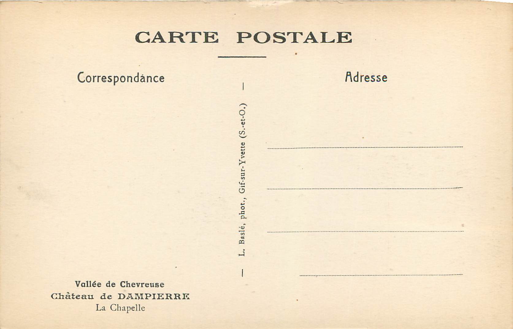 CPA Vallee de Chevreuse Chateau de Dampierre la Chapelle — Back