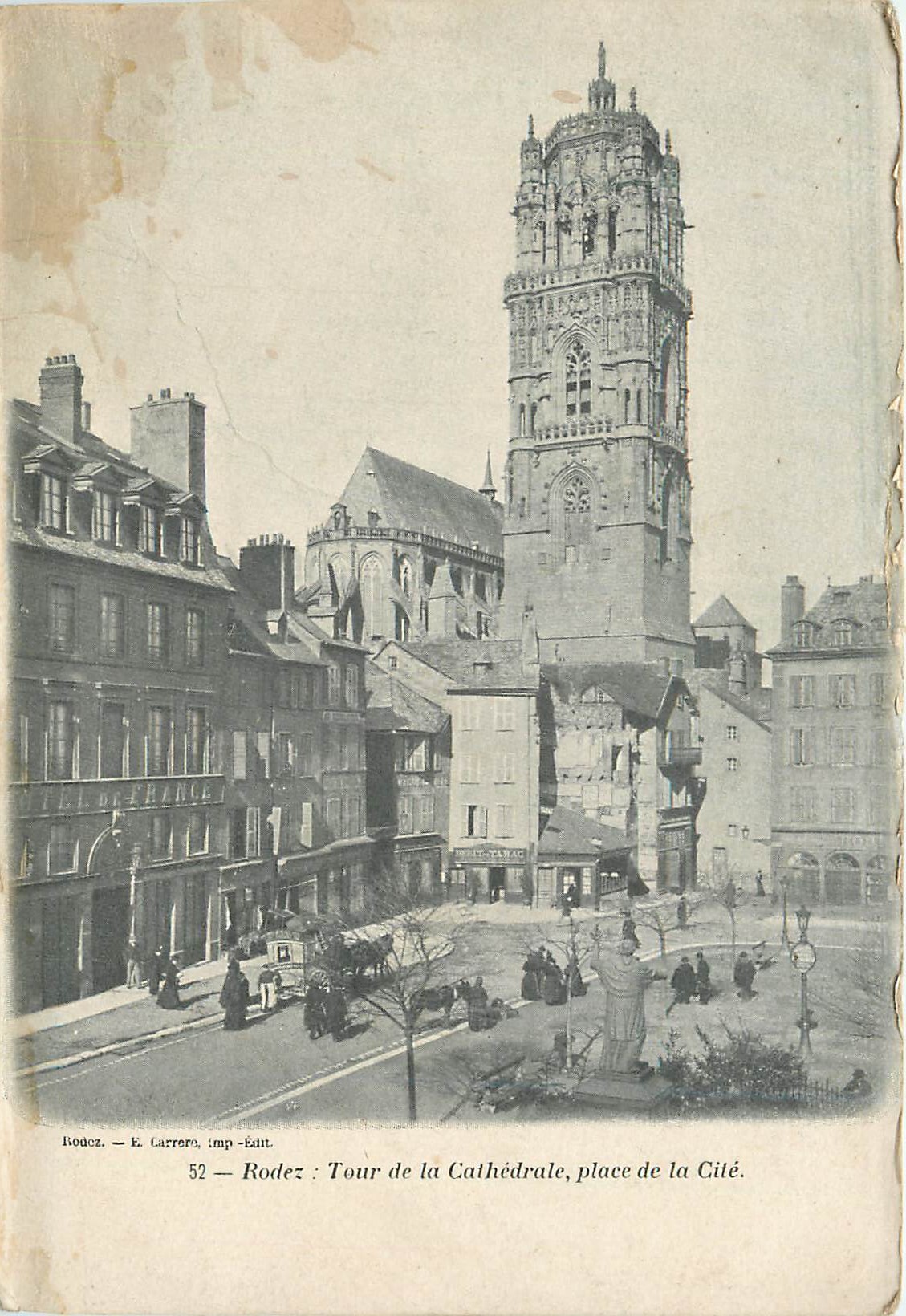 CPA Rodez Tour de la Cathedrale Place de la Cite