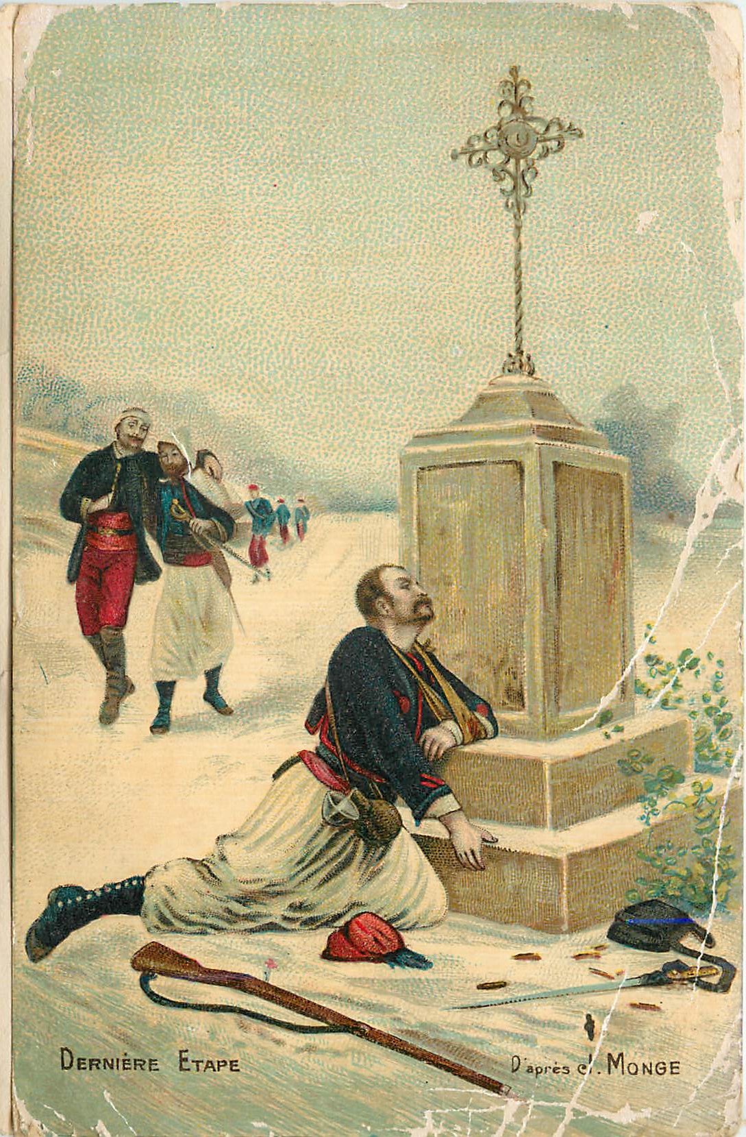 CPA Derniere Etape d'Apres El Monge Militaria