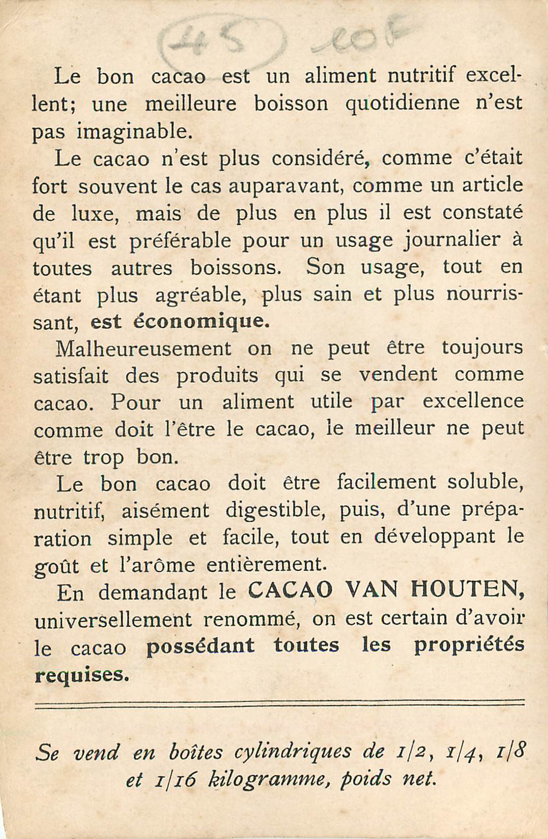 CPA Orleans la Cathedrale Cacao Van Houten Solubilise en Poudre — Rückseite