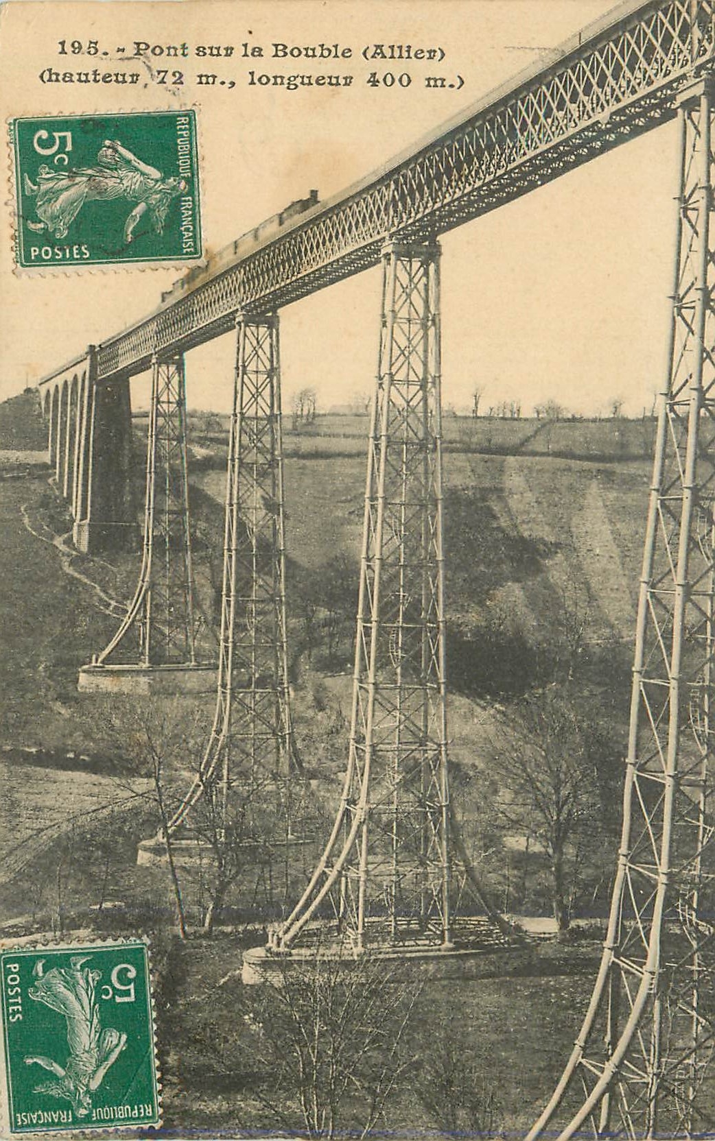 CPA Pont sur la Bouble (Allier) (Hauteur 72 m Longueur 400m) Train