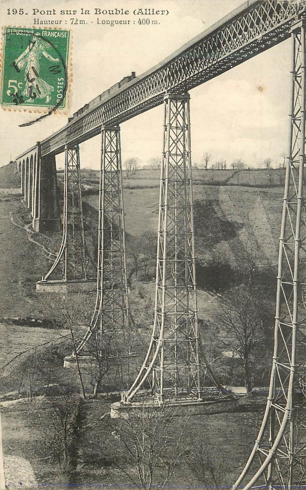 Pont sur la Bouble (Allier) — Hauteur 72m, Longueur 400m — G. Chaumont, éditeur à Montluçon