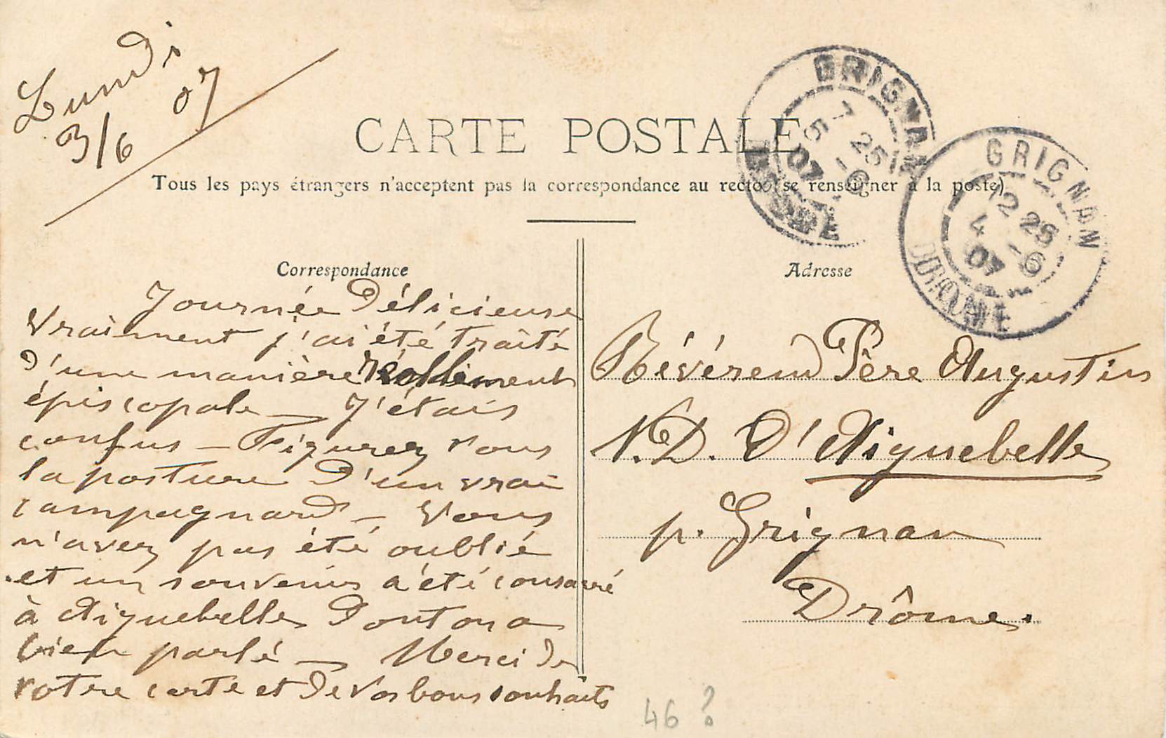 CPA Abbaye de la Grace Dieu Salle du Chapitre — Verso