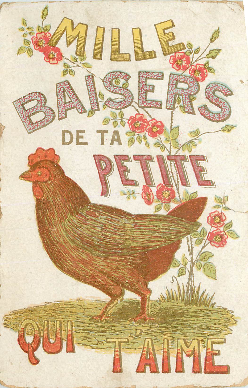 CPA Mille Baisers Petite qui t'Aime Poule