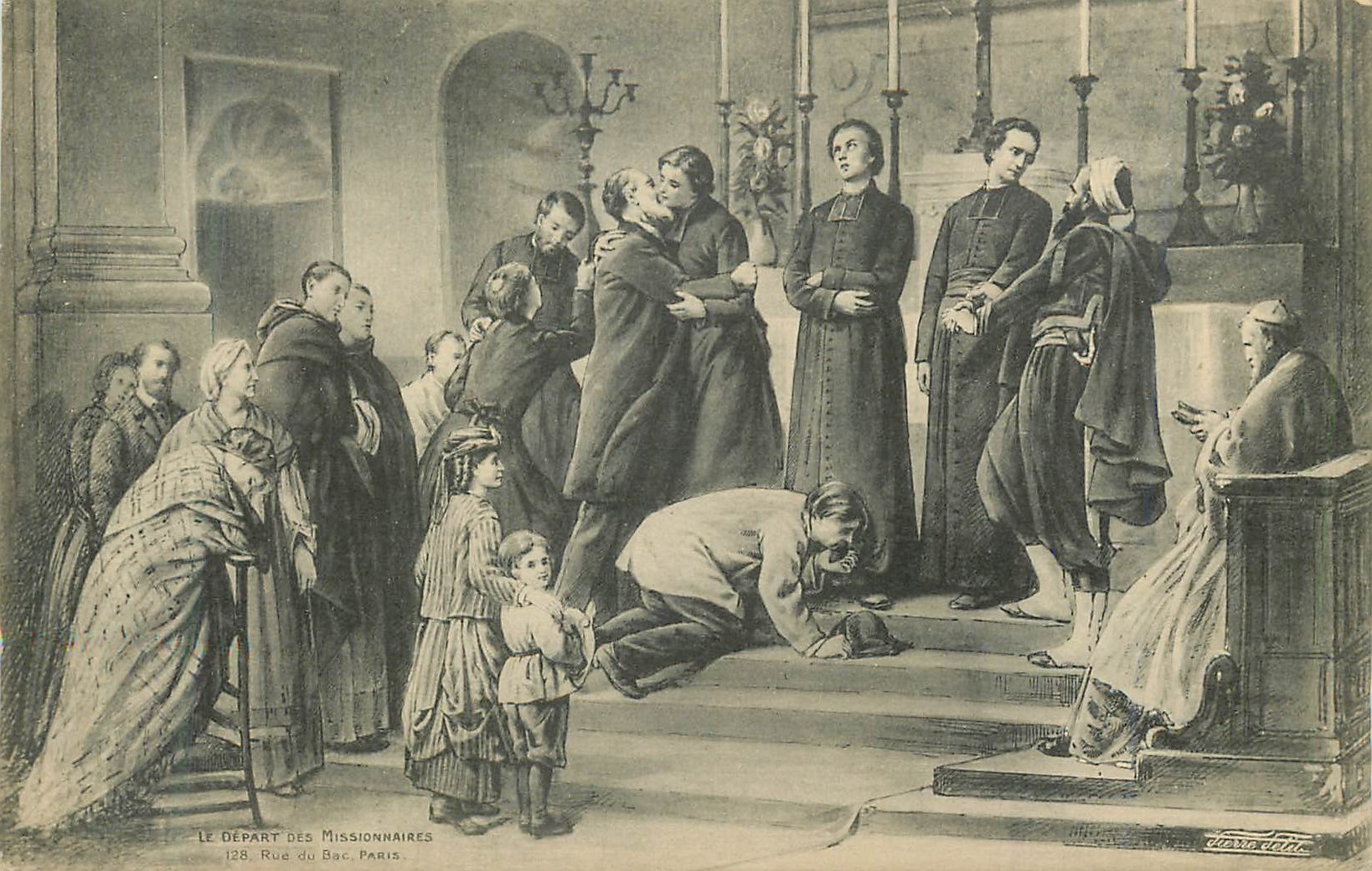 CPA Le Depart des Missionnaires Paris