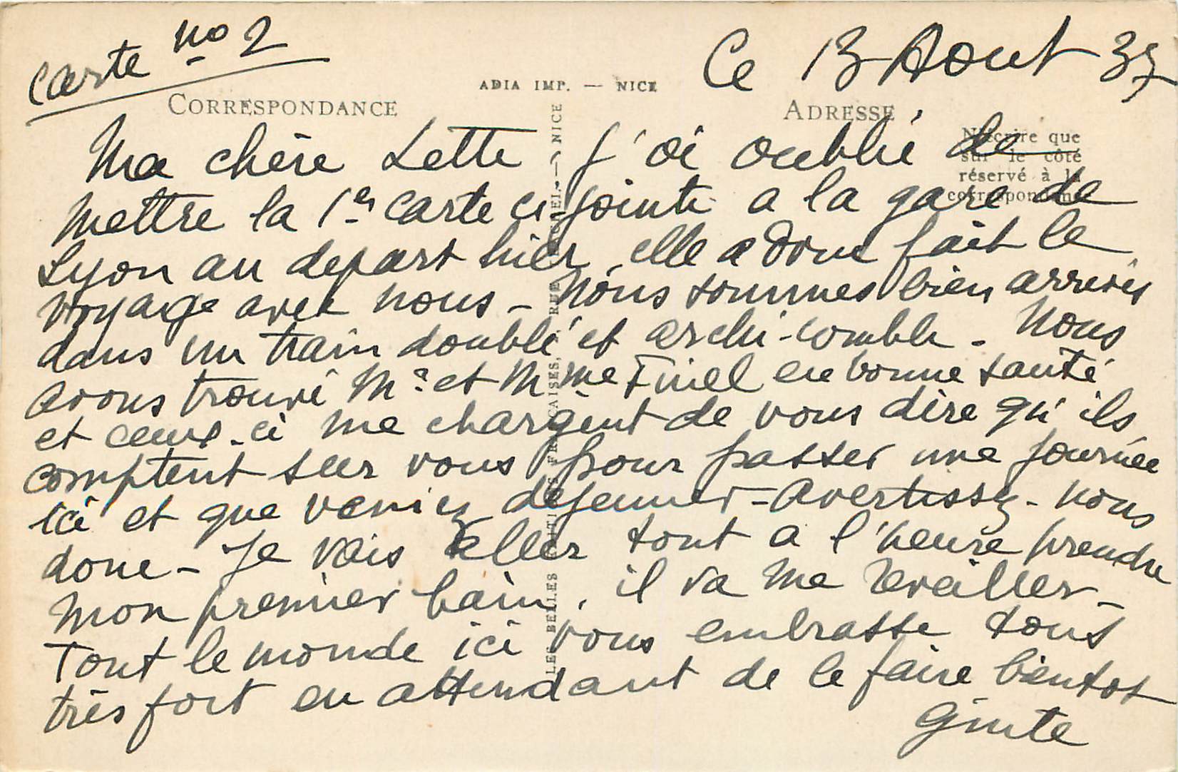 CPA Juan les Pins La Pinede et L'Escadre — Rückseite