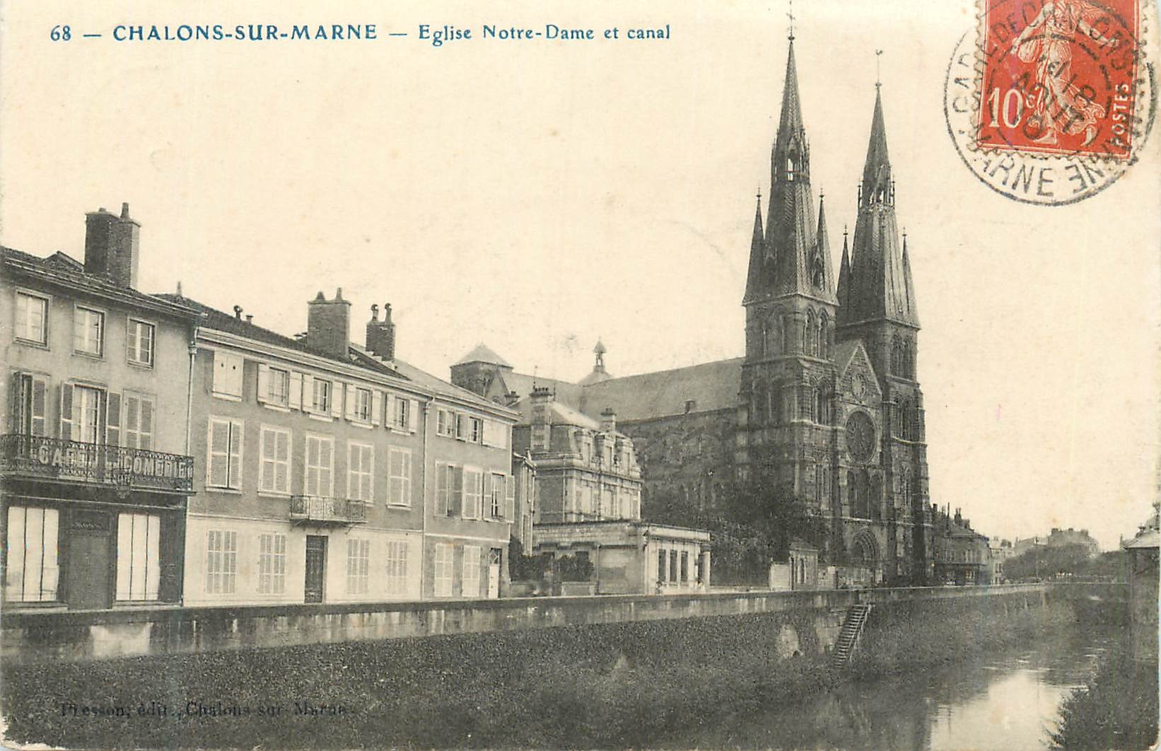 CPA Chalons Sur Marne Eglise Notre Dame et Canal