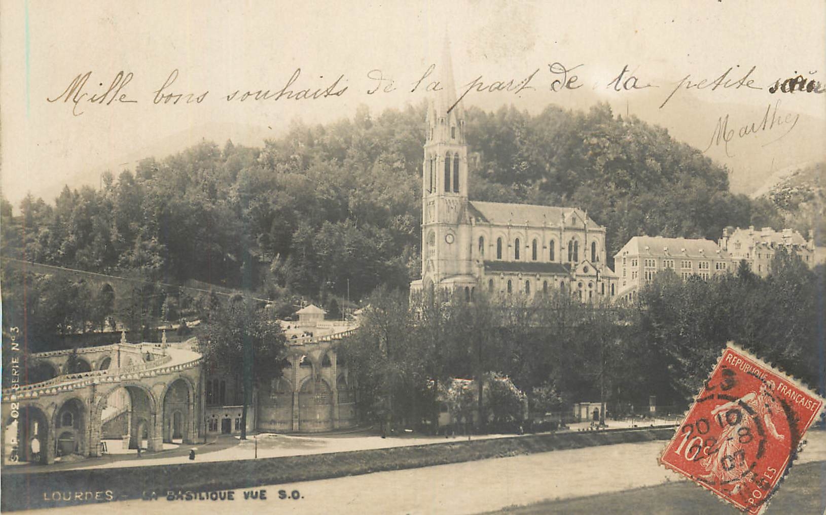 Lourdes — La Basilique vue S.O. — S.A. 02 Série N°3