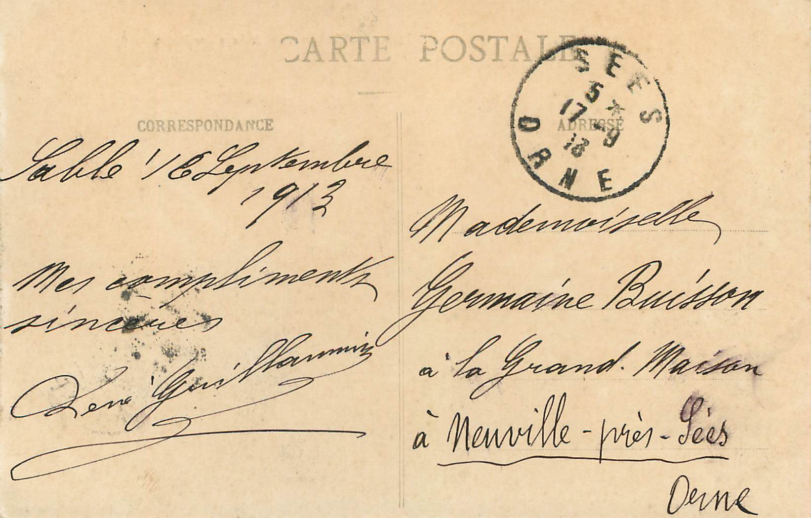 CPA Solesmes (Sarthe) Abbaye des Benedictins — Verso