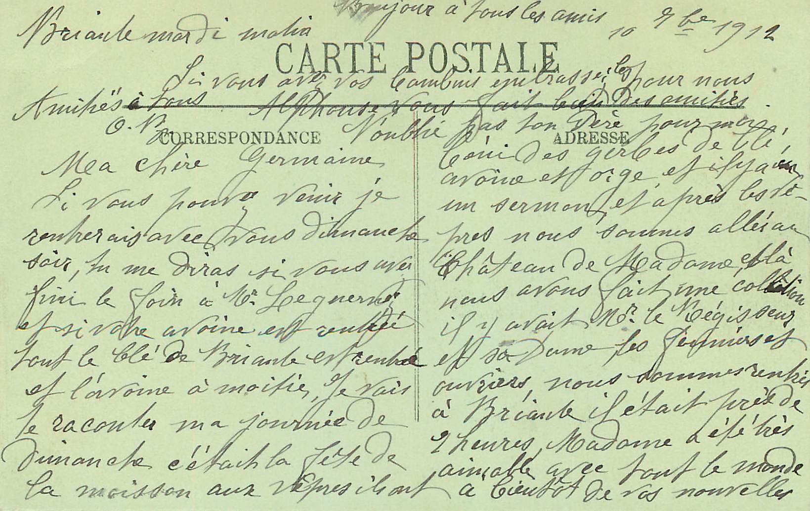 CPA Lonray Le Chateau et Les Fosses — Rückseite