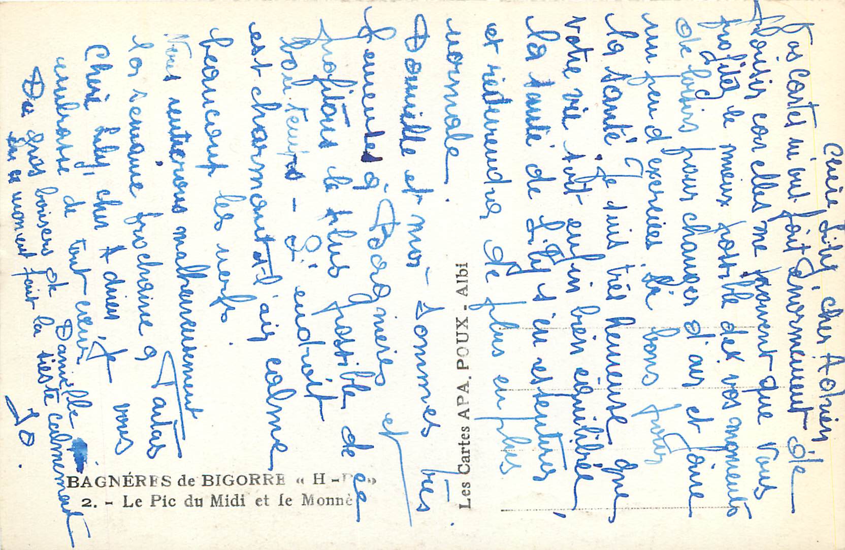 Bagnères-de-Bigorre — Le Pic du Midi et le Monné — éditeur APA, Albé — Verso