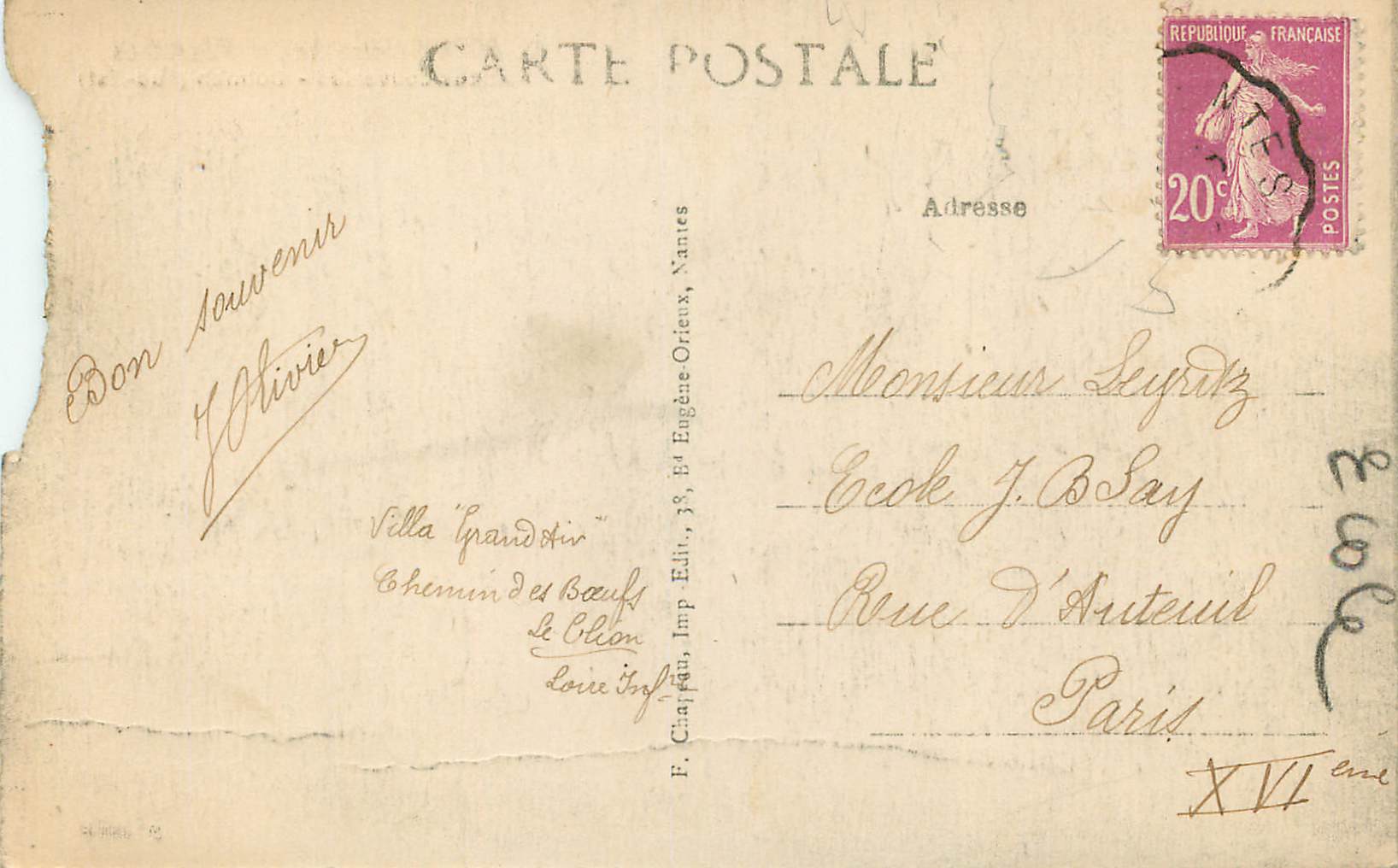 CPA Pornic (Loire Inf) Megalithes Allees Couvertes Doimen (sud Est) — Rückseite