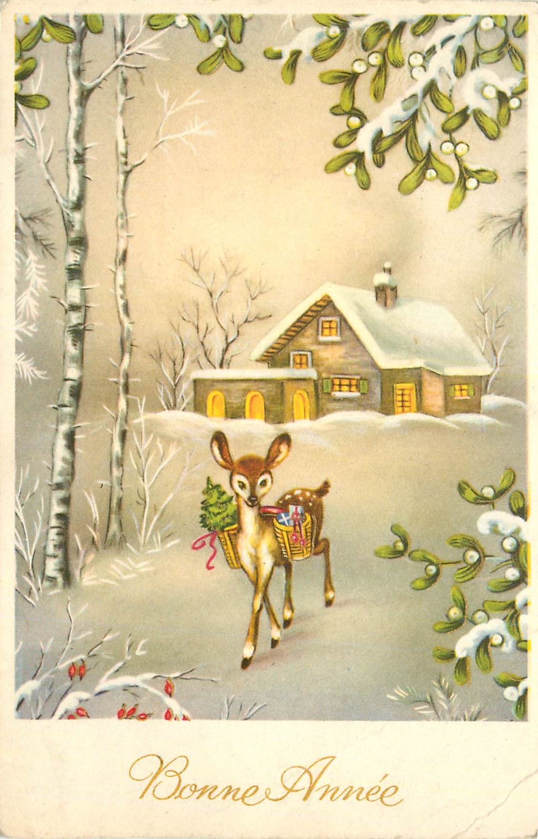 CPA Bonne Annee Biche