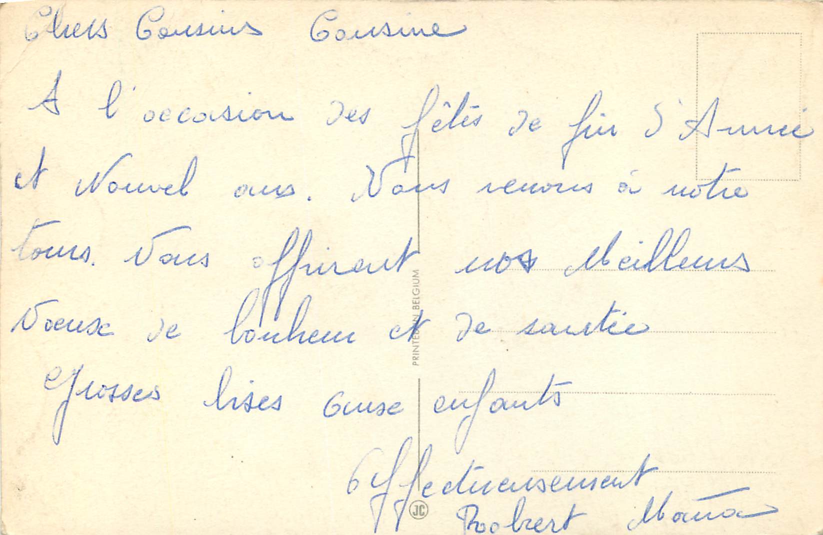 CPA Bonne Annee Biche — Verso