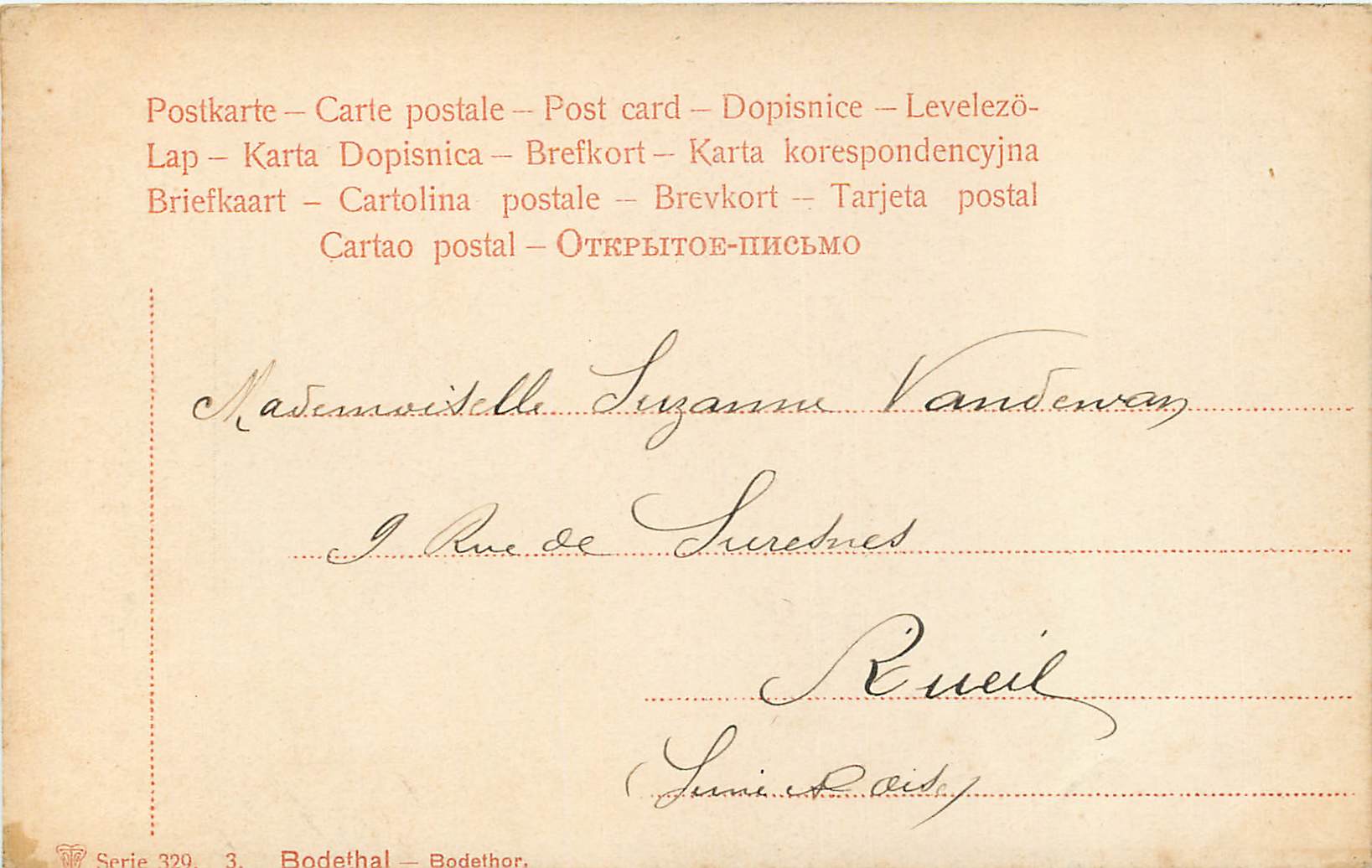 CPA Bodelhal Bodelhor — Verso