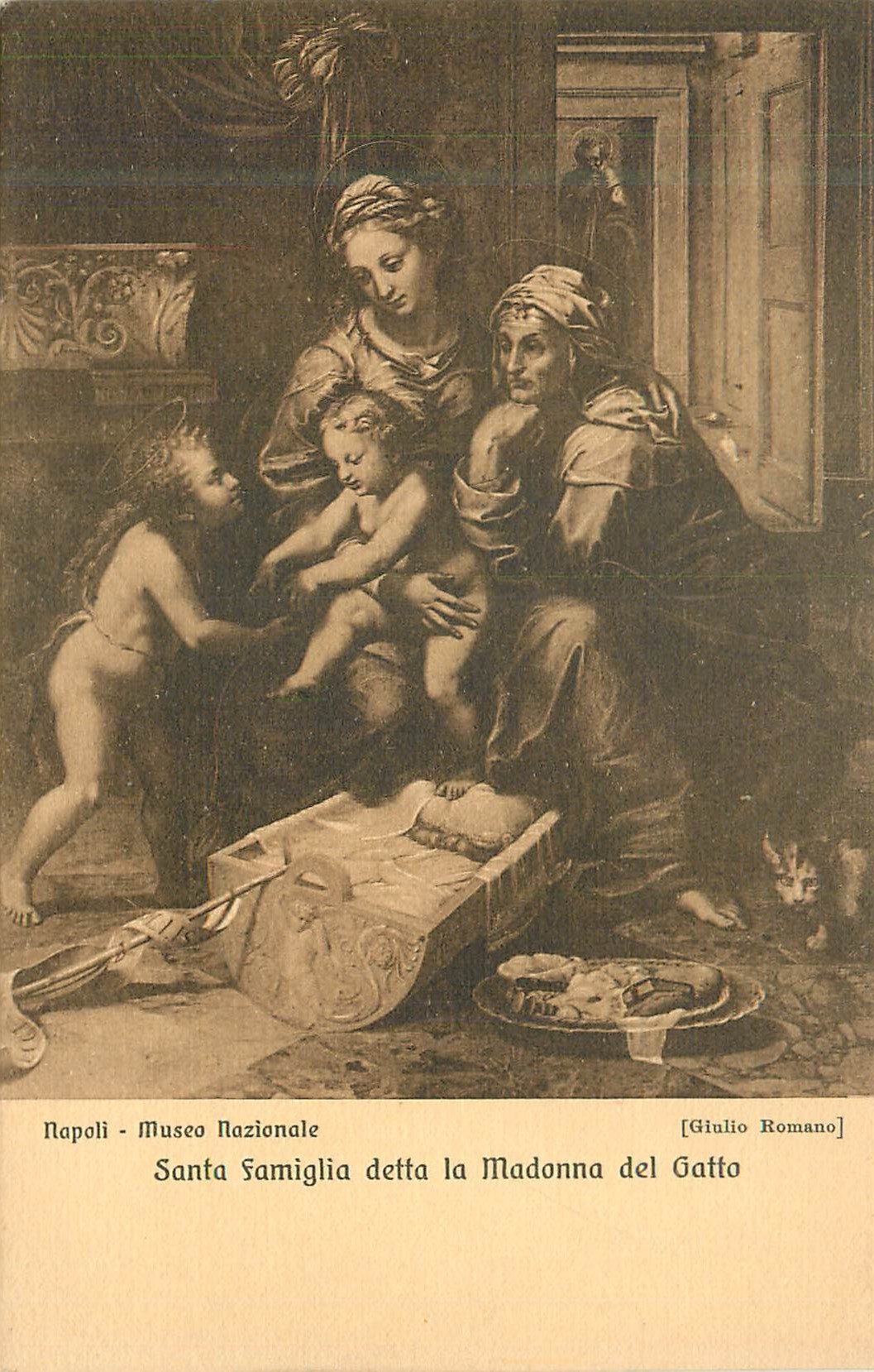 CPA Napoli Museo National Santa Famiglia Detta La Madonna del Gatto Romano