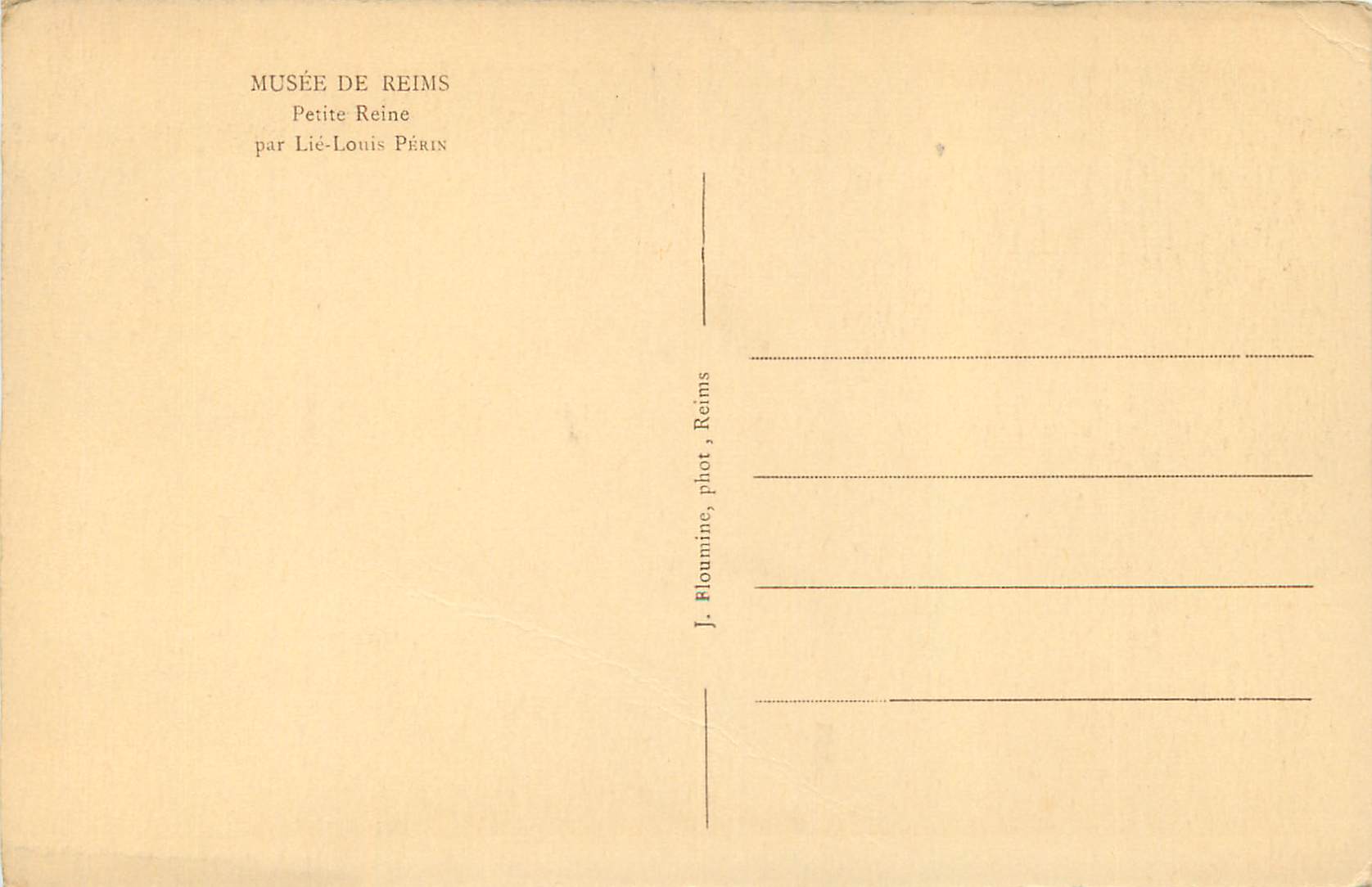 CPA Musee de Reims Petite Reine Par Lie Louis Perin — Verso