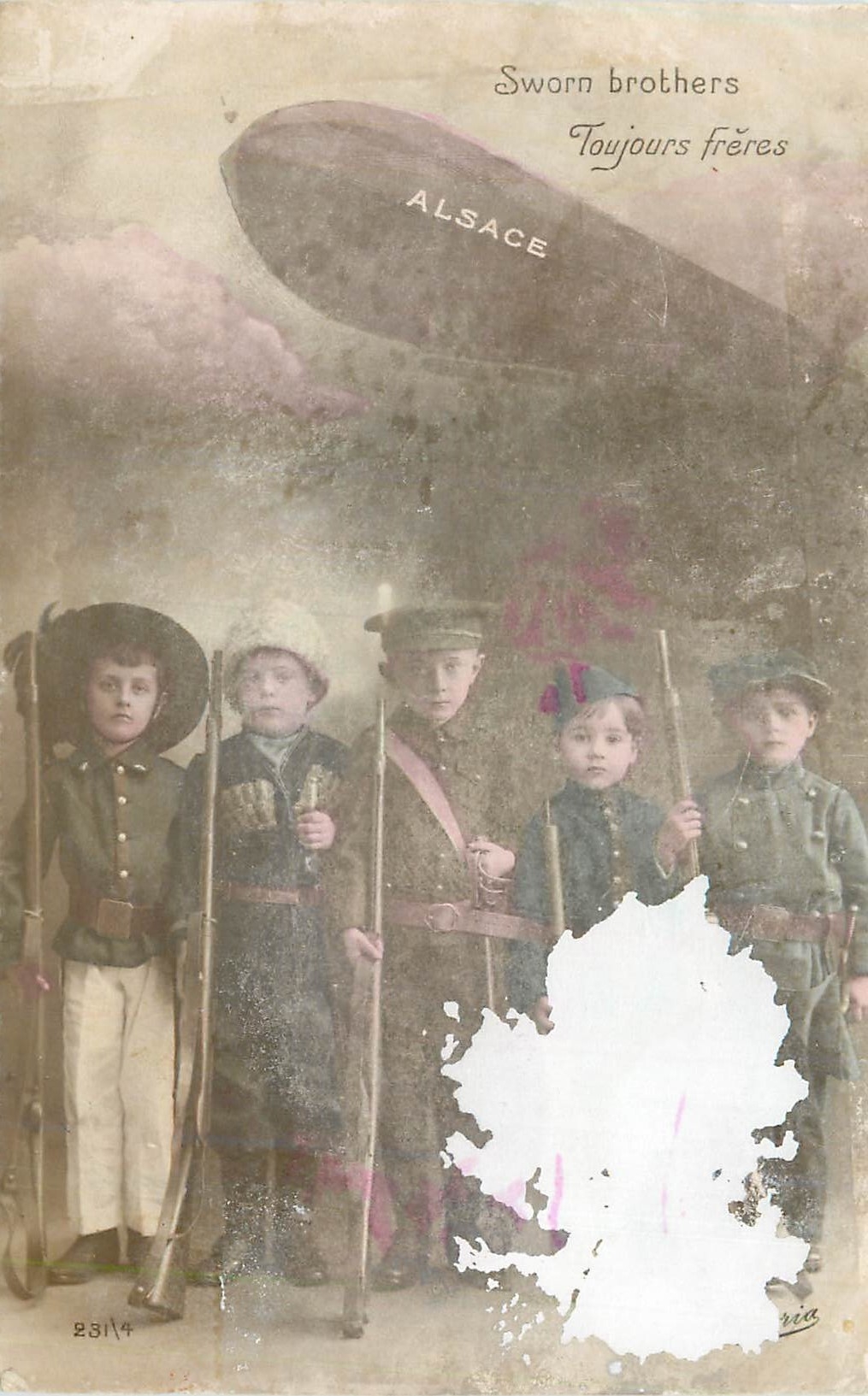 CPA Sworn Brothers Toujours Freres Alsace Dirigeable Zeppelin