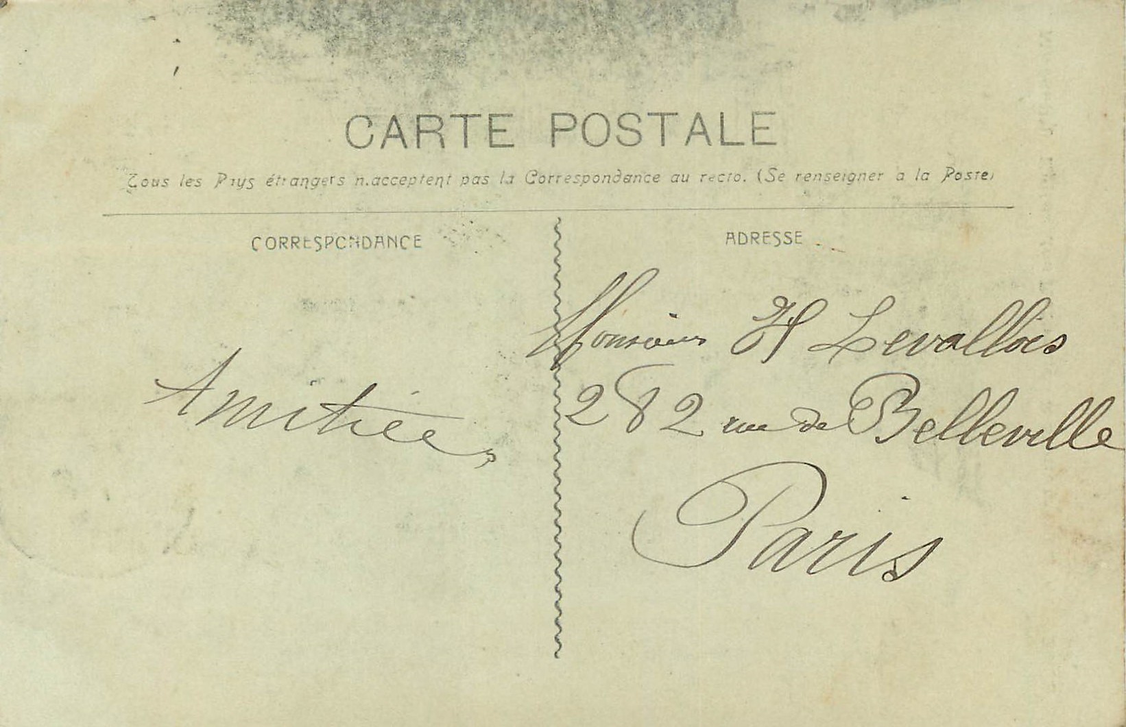 CPA Marseille Eglise des Reformes et Monument des Mobiles — Verso