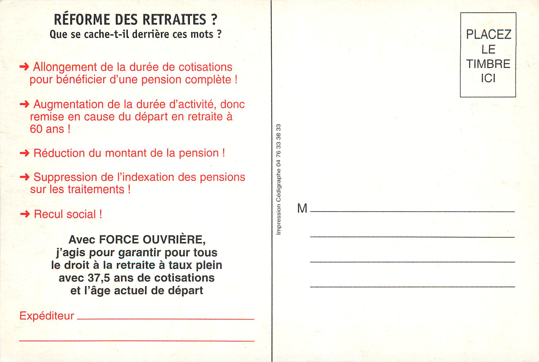 CPM Demain se Prepare Aujourd'Hui pour Garantir vos Droits a la Retraite Reforme des Retraite — Rückseite