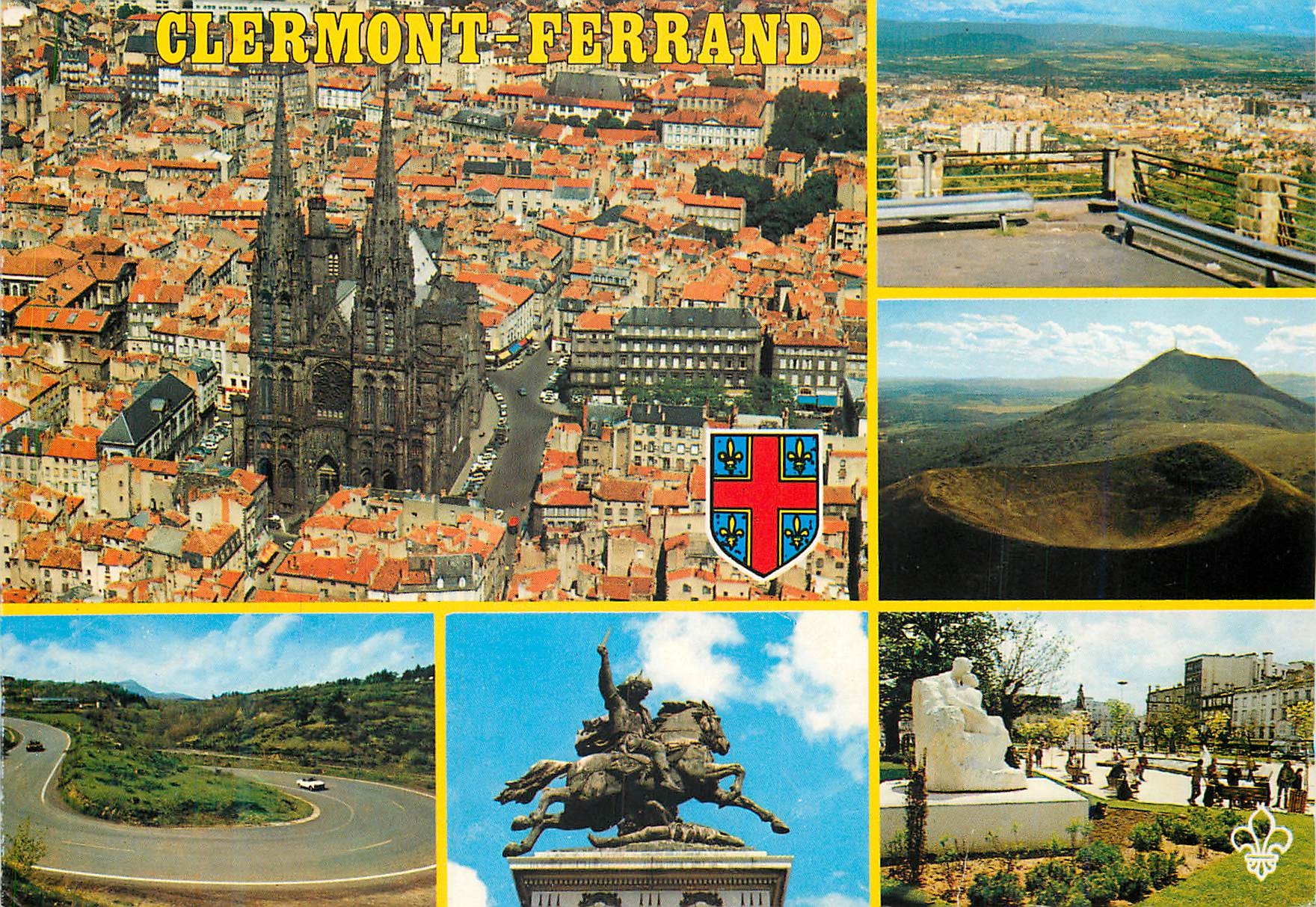 Clermont-Ferrand — vue aérienne, cathédrale, Puy-de-Dôme, statue équestre, monument — Éditions du Lys