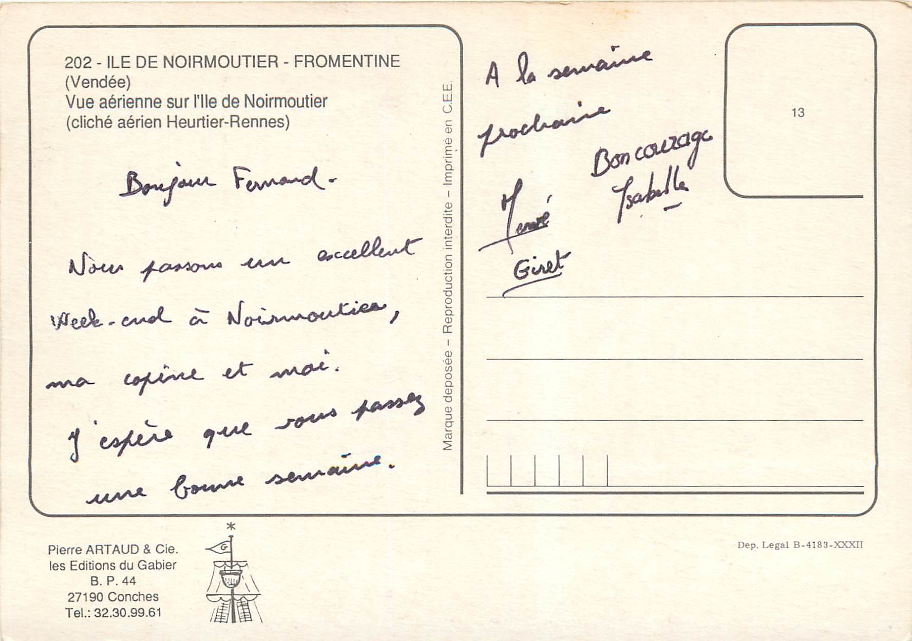 Noirmoutier — Vue aérienne sur l'île de Noirmoutier — Pierre Artaud — Verso