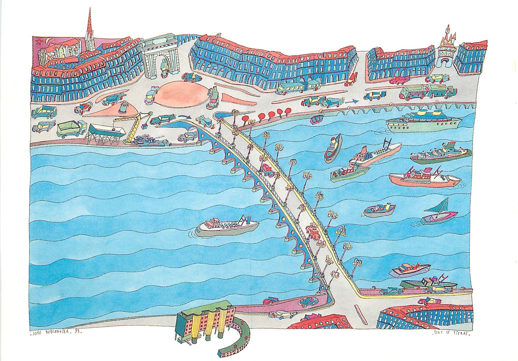 CPM Bordeaux Pont de Pierre Dessin de Jofo Duplantier