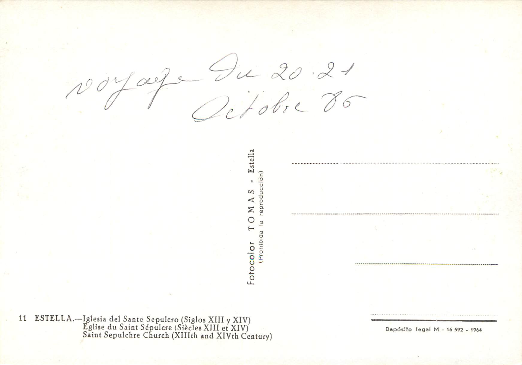 CPM Estella Eglise du Saint Sepulcre (Siecles XIII et XIV) — Rückseite