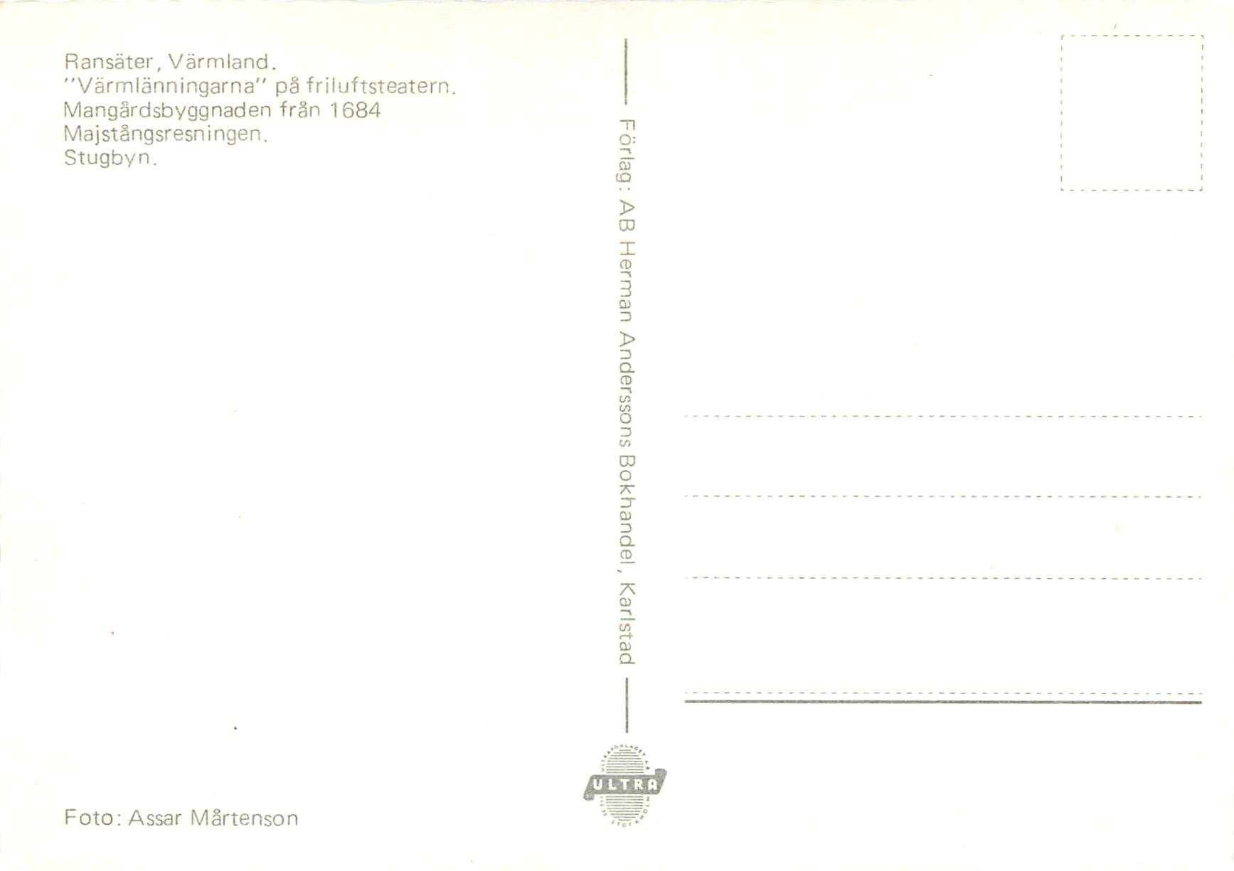 CPM Halsning Fran Ransater Varmiand Varmlanningarna Pa Friluftsteatern — Verso